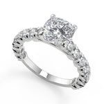 Load image into Gallery viewer, Xiomara Semi Bezel 4 Prong Cushion Cut Diamond Engagement Ring - Nivetta
