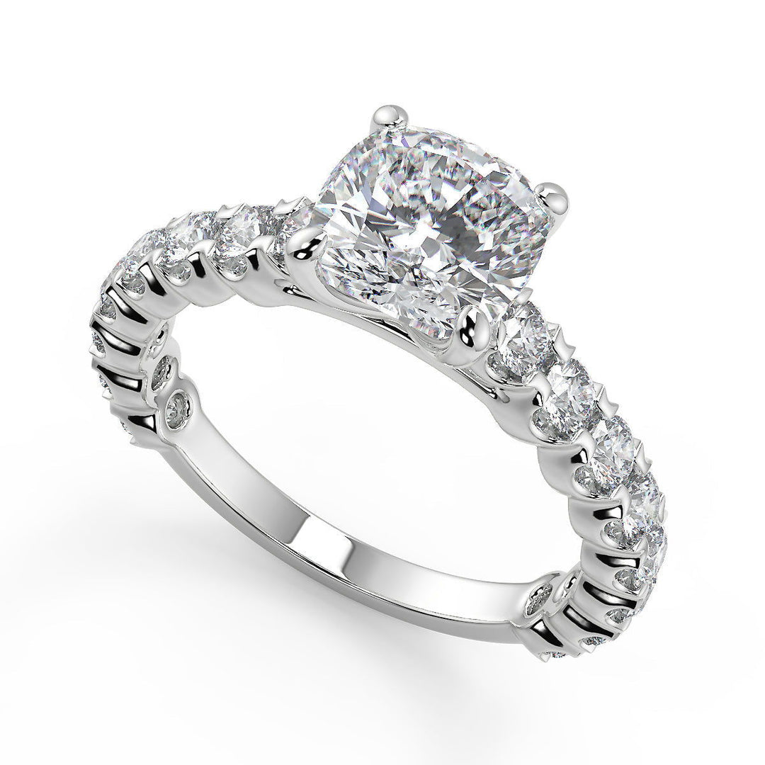 Xiomara Semi Bezel 4 Prong Cushion Cut Diamond Engagement Ring - Nivetta