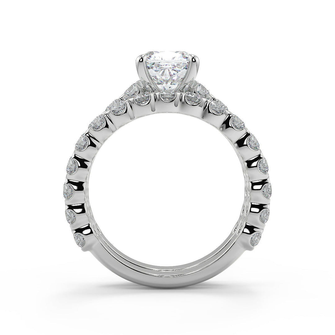 Xiomara Semi Bezel 4 Prong Cushion Cut Diamond Engagement Ring - Nivetta