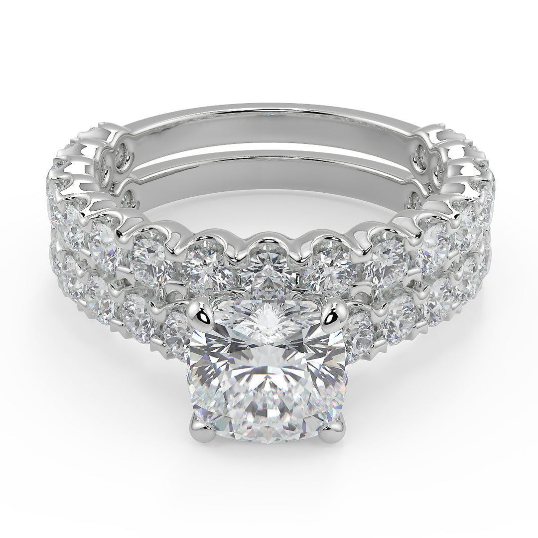 Xiomara Semi Bezel 4 Prong Cushion Cut Diamond Engagement Ring - Nivetta