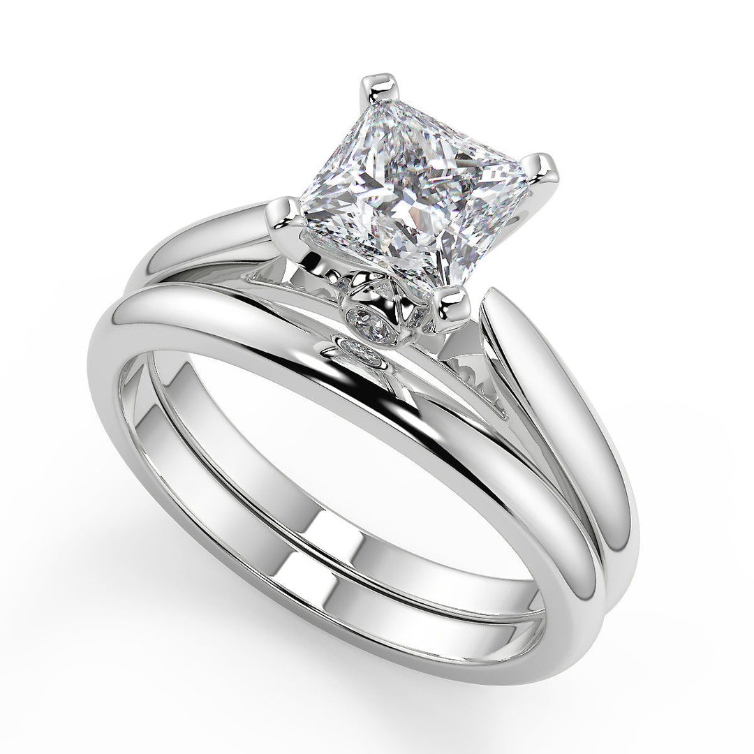 Yadira Classic Cathedral Solitaire Princess Cut Diamond Engagement Ring - Nivetta