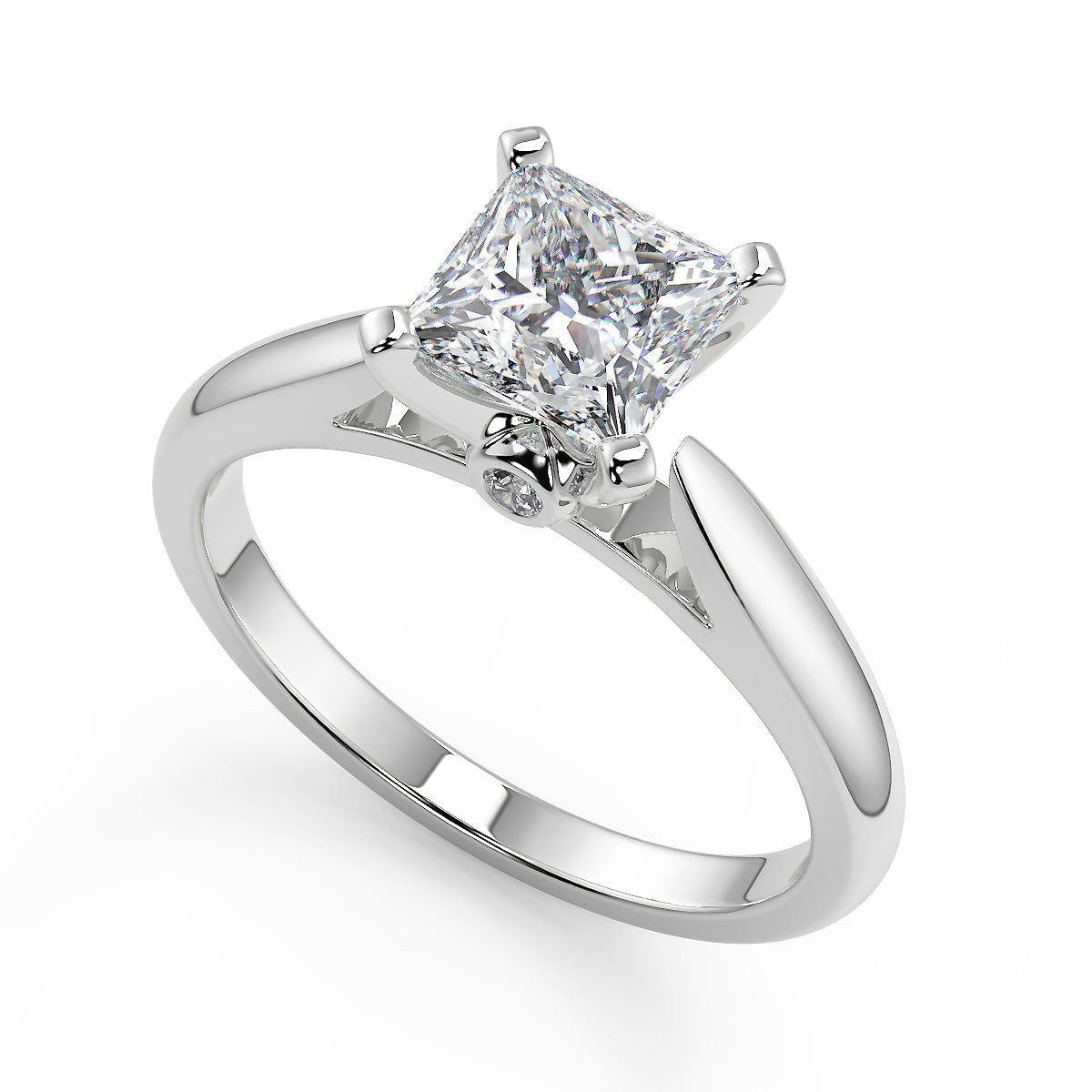 Yadira Classic Cathedral Solitaire Princess Cut Diamond Engagement Ring - Nivetta