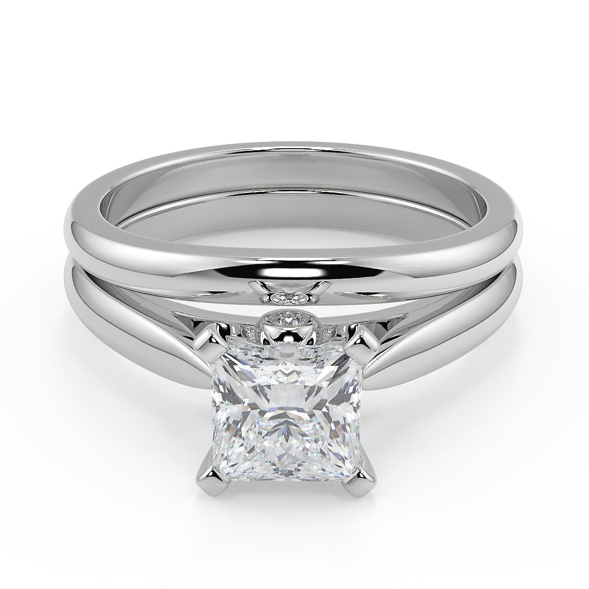 Yadira Classic Cathedral Solitaire Princess Cut Diamond Engagement Ring - Nivetta