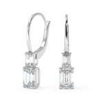 Load image into Gallery viewer, Yazmin Emerald Cut 6 Prong Stacked Earrings Leverback - Nivetta
