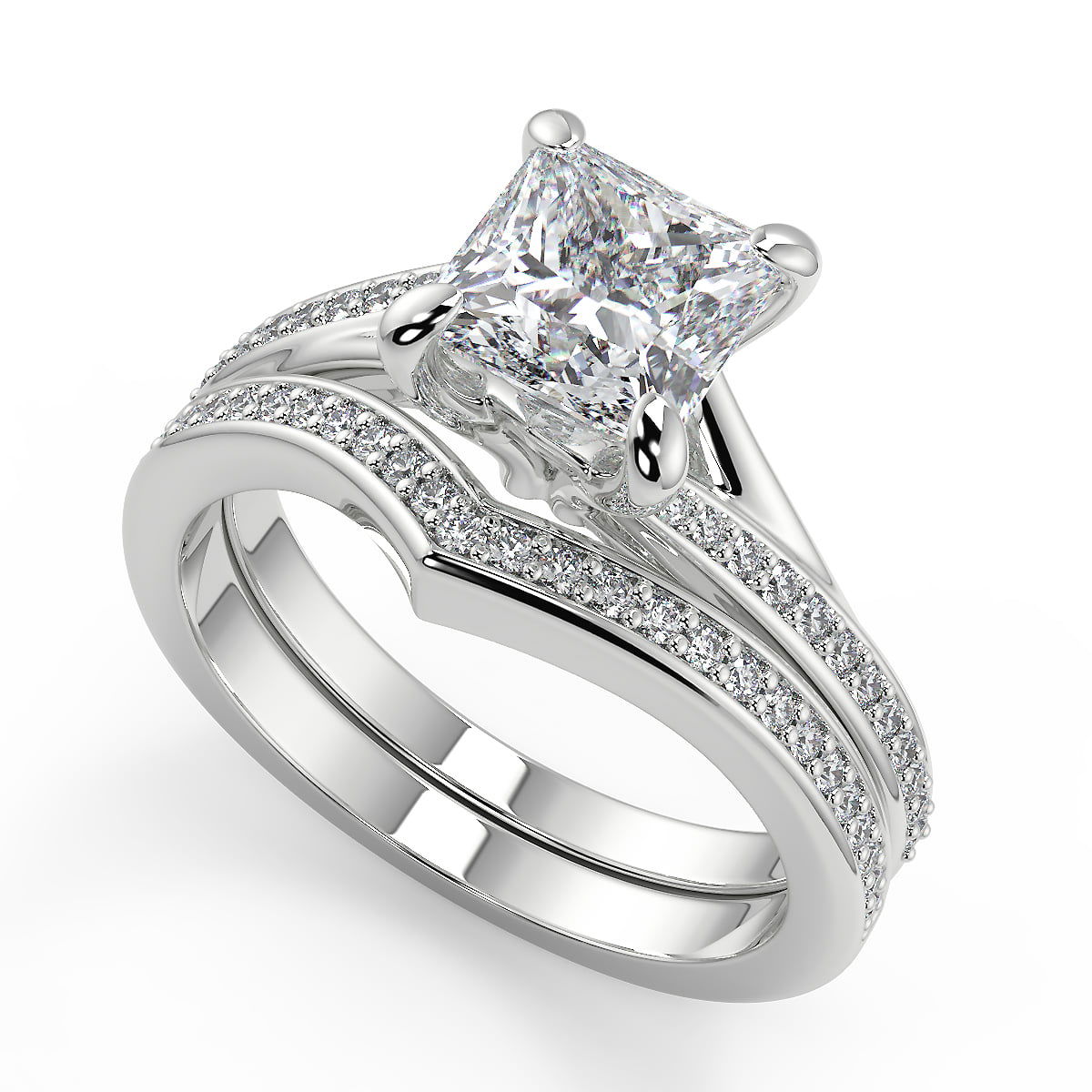 Zaria Bypass Micro Pave Princess Cut Diamond Engagement Ring - Nivetta