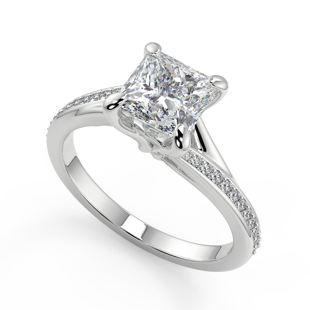 Zaria Bypass Micro Pave Princess Cut Diamond Engagement Ring - Nivetta