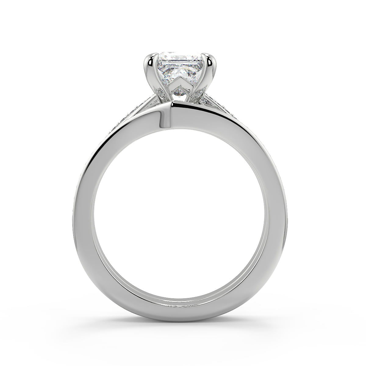 Zaria Bypass Micro Pave Princess Cut Diamond Engagement Ring - Nivetta