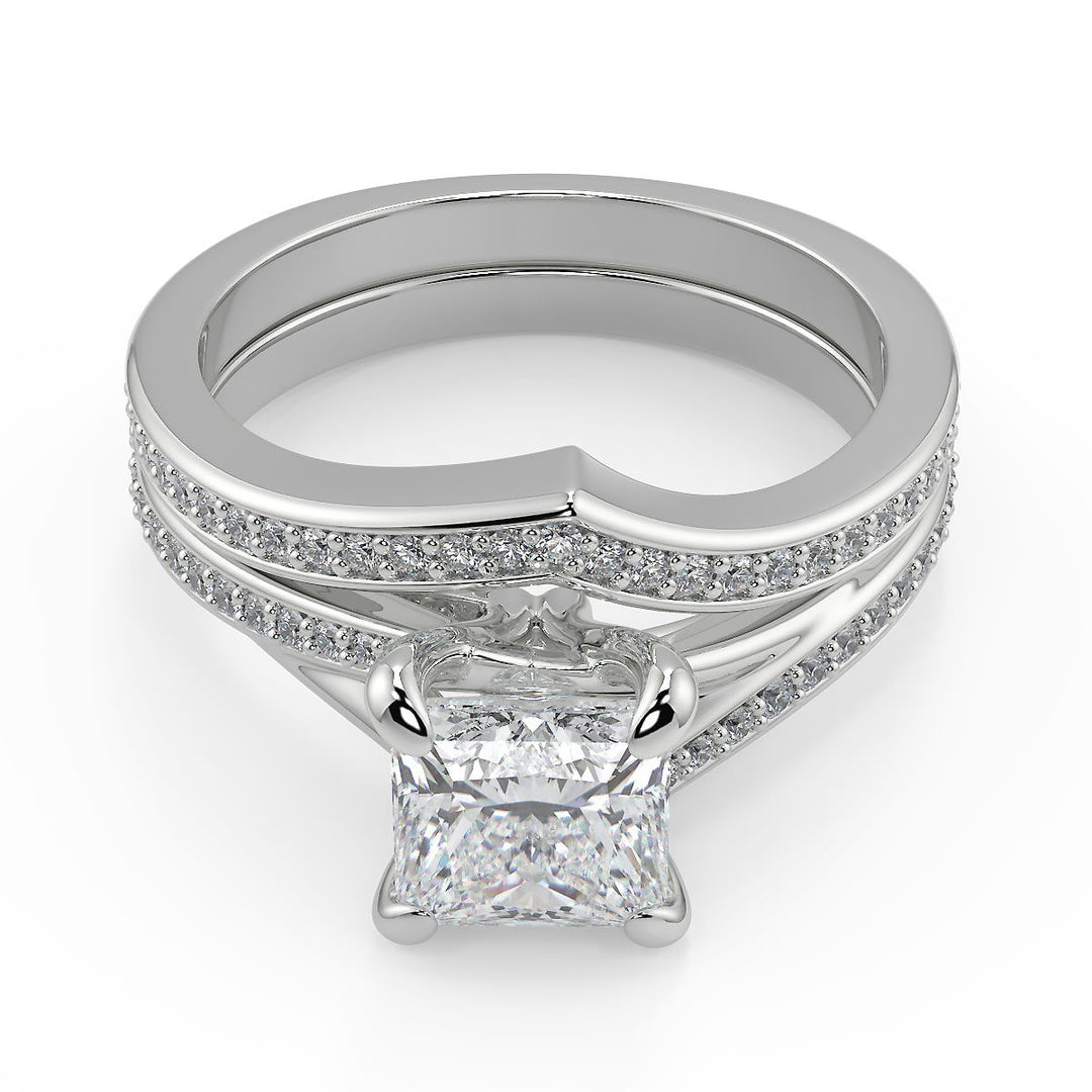 Zaria Bypass Micro Pave Princess Cut Diamond Engagement Ring - Nivetta