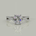 Load and play video in Gallery viewer, Rosalee Radiant Cut Pave Split Shank Twist Claw Set Engagement Ring Setting
