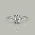 Load and play video in Gallery viewer, Monique Cushion Cut Hidden Halo Side Stones 4 Prong Claw Set Engagement Ring Setting
