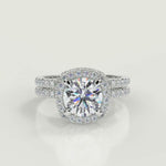 Load and play video in Gallery viewer, Carmen Micro Pave Halo Round Cut Diamond Engagement Ring
