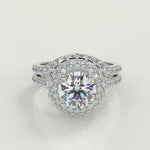 Load and play video in Gallery viewer, Natalya Double Halo Pave Princess Cut Diamond Engagement Ring
