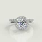 Load and play video in Gallery viewer, Natalia Double Halo Round Cut Diamond Engagement Ring
