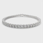 Load and play video in Gallery viewer, Celestia Princess Cut Diamond Tennis Bracelet Prong Set (10 ctw)
