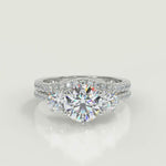 Load and play video in Gallery viewer, Kaylee 3 Stone French Pave Princess Cut Diamond Engagement Ring
