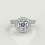 Load and play video in Gallery viewer, Anastasia Micro Pave Halo Cushion Cut Diamond Engagement Ring
