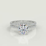 Load and play video in Gallery viewer, Taylor French Pave Classic Cushion Cut Diamond Engagement Ring
