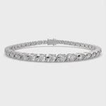 Load and play video in Gallery viewer, Marcelline Round Cut Diamond Tennis Bracelet S-Link (4 ctw)

