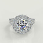 Load and play video in Gallery viewer, Kendall Double Halo Split Shank Pave Round Cut Diamond Ring
