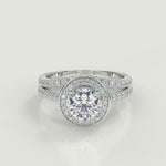 Load and play video in Gallery viewer, Kathryn Halo French Pave Round Cut Diamond Engagement Ring
