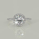 Load and play video in Gallery viewer, Hanna Round Cut Pave Halo 4 Prong Claw Set Engagement Ring Setting
