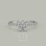 Load and play video in Gallery viewer, Sylvie Princess Cut Pave Hidden Halo 4 Prong Claw Set Engagement Ring Setting
