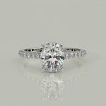Load and play video in Gallery viewer, Madeline Oval Cut Pave Hidden Halo 4 Prong Claw Set Engagement Ring Setting
