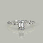 Load and play video in Gallery viewer, Olivia Emerald Cut Rope Hidden Halo Twist Claw Set Engagement Ring Setting

