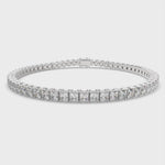 Load and play video in Gallery viewer, Eulalia Princess Cut Diamond Tennis Bracelet Prong Set (8 ctw)

