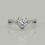 Load and play video in Gallery viewer, Rosalee Pear Cut Pave Split Shank Twist Claw Set Engagement Ring Setting
