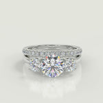 Load and play video in Gallery viewer, Kristin 3 Stone Solitaire Round Cut Diamond Engagement Ring
