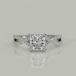 Load and play video in Gallery viewer, Rosalee Princess Cut Pave Split Shank Twist Claw Set Engagement Ring Setting
