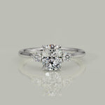 Load and play video in Gallery viewer, Juliet Cushion Cut Trilogy Pave 4 Prong Claw Set Engagement Ring Setting
