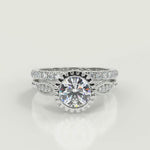 Load and play video in Gallery viewer, Elle Bezel Set Milgrain Pave Princess Cut Diamond Engagement Ring
