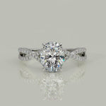 Load and play video in Gallery viewer, Rosalee Oval Cut Pave Split Shank Twist Claw Set Engagement Ring Setting

