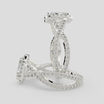 Load and play video in Gallery viewer, Ophelia Radiant Cut Pave Halo Split Shank Engagement Ring Setting
