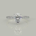Load and play video in Gallery viewer, Sylvie Pear Cut Pave Hidden Halo 4 Prong Claw Set Engagement Ring Setting
