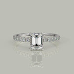 Load and play video in Gallery viewer, Sylvie Emerald Cut Pave Hidden Halo 4 Prong Claw Set Engagement Ring Setting
