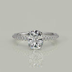 Load and play video in Gallery viewer, Sonya Cushion Cut Pave Hidden Halo Engagement Ring Setting
