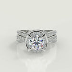 Load and play video in Gallery viewer, Annabelle Halo Pave 4 Prong Round Cut Diamond Engagement Ring

