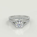Load and play video in Gallery viewer, Julianne Pave Cathedral 4 Prong Princess Cut Engagement Ring
