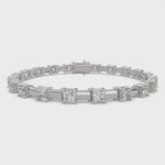 Load and play video in Gallery viewer, Viridiana Princess Cut Diamond Tennis Bracelet Prong Set (8 ctw)
