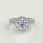 Load and play video in Gallery viewer, Marlee Classic Halo Pave Round Cut Diamond Engagement Ring
