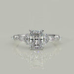 Load and play video in Gallery viewer, Carissa Radiant Cut Pave Shared Prong Claw Set Engagement Ring Setting
