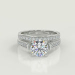Load and play video in Gallery viewer, Cameron 4 Prong Pave Cushion Cut Diamond Engagement Ring
