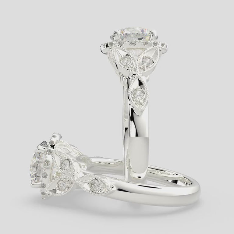 Ada Round Cut Halo Pave Engagement Ring Setting