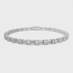 Load and play video in Gallery viewer, Elysia Princess Cut Diamond Tennis Bracelet Prong Set (4 ctw)
