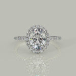 Load and play video in Gallery viewer, Catalina Oval Cut Pave Halo 4 Prong Claw Set Engagement Ring
