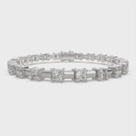 Load and play video in Gallery viewer, Iolanthe Princess Cut Diamond Tennis Bracelet Prong Set (10 ctw)
