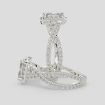 Load and play video in Gallery viewer, Ophelia Princess Cut Pave Halo Split Shank Engagement Ring Setting
